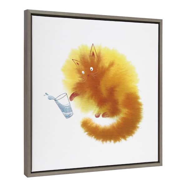 Kate and Laurel Sylvie Not Again Framed Canvas by Faryn Hughes Set of 1 Animal Art Print 22.00 in. x 22.00 in.