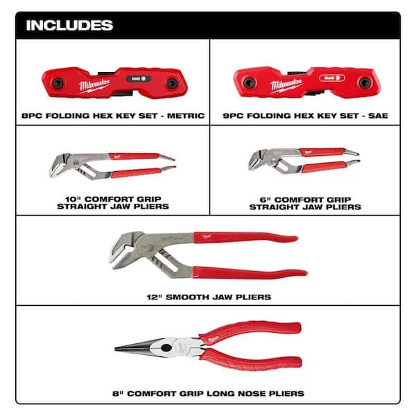 Milwaukee 12 in. Dipped Grip Smooth Jaw Pliers 48-22-6552 - The Home Depot