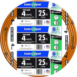 25 ft. 4-Gauge Solid SD Bare Copper Grounding Wire