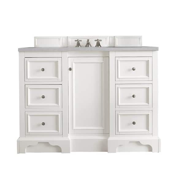 James Martin Vanities De Soto 49.3 in. W x 23.5 in. D x 36.3 in. H Bathroom Vanity in Bright White with Eternal Serena Quartz Top