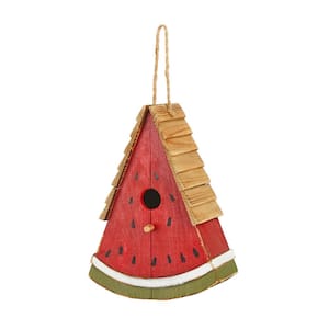 11 in. H Wood Watermelon Birdhouse