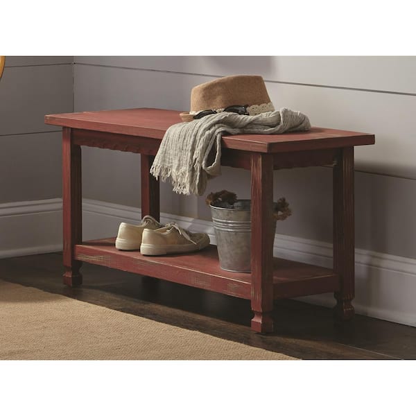 Alaterre Furniture Country Cottage Red Antique Bench
