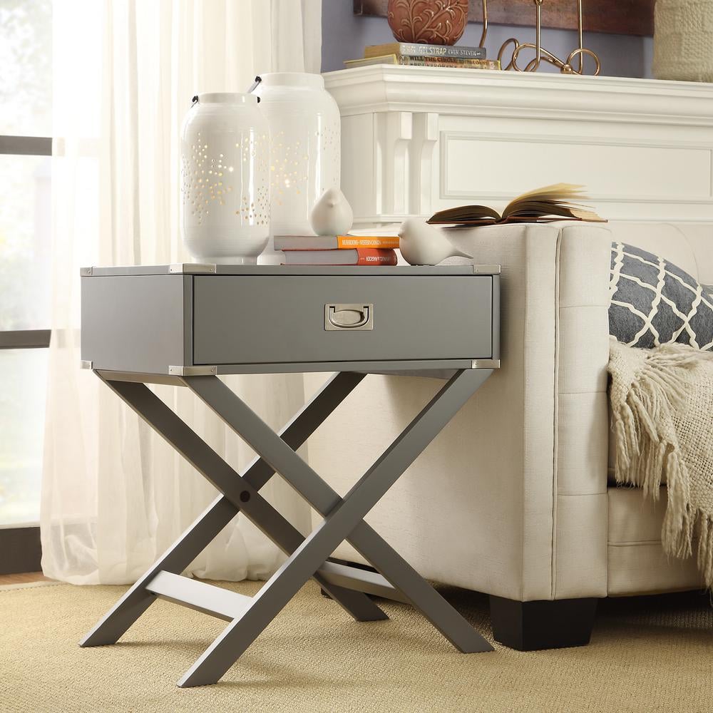 Wenderson 1-Drawer Grey Nightstand