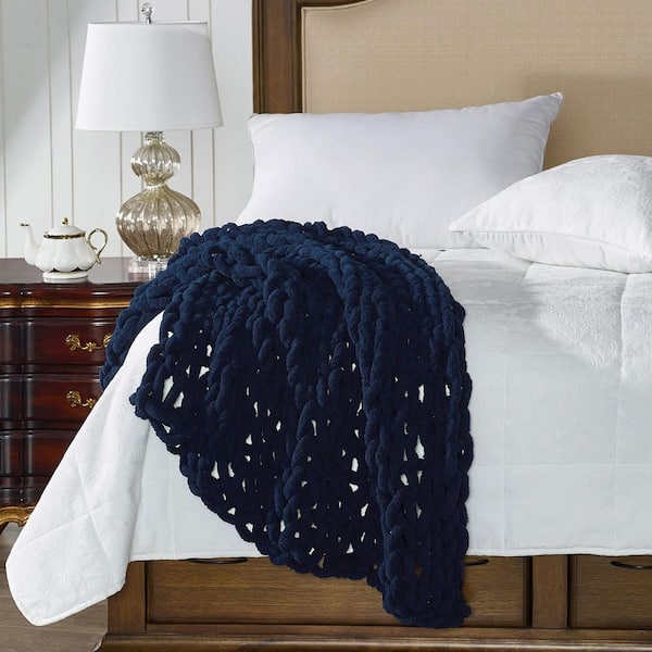 DONNA SHARP Navy Chunky Chenille Throw