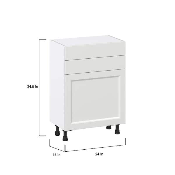 J COLLECTION 24 in. W x 14 in. D x 34.5 in. H Alton Painted White Shaker Assembled Shallow Base Kitchen Cabinet with 2 Drawers