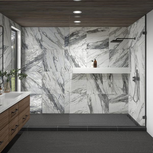 Daltile Lamora Nero Marble 24 in. x 24 in. Matte Porcelain
