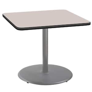36 in. Square CT Series Gray Laminate Composite Wood Core Top, Grey Steel Column Dining Table, 30 in. Height (Seats 4)