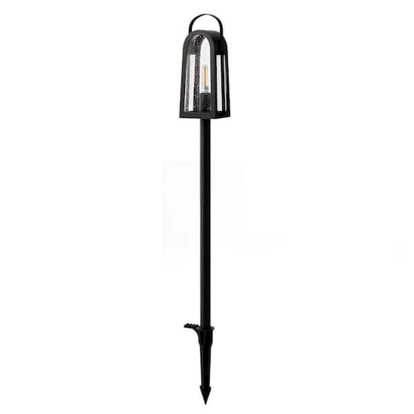 Hampton Bay McIntosh Low Voltage Matte Black LED Outdoor Landscape Path Light with Clear Seedy Glass