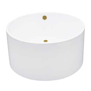 Aqua Eden 45 in. x 44.5 in. Acrylic Flatbottom Soaking Freestanding Bathtub in Glossy White/Brushed Brass with Drain