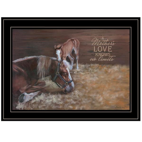 HomeRoots Charlie A Mother Love Horses 1-Piece Framed Wall Art 15 in. x 19 in.