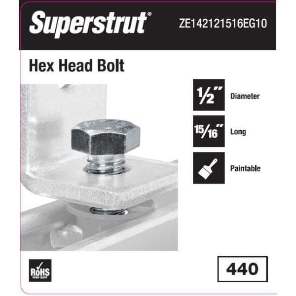 1/2 in. x 15/16 in. Strut Hex Head Bolt - Silver Galvanized (5-Pack) (ZE142121516EG10)