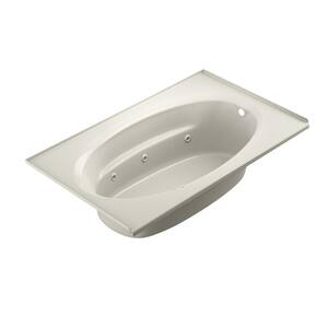 Signature 72 in. x 42 in. Rectangular Whirlpool Bathtub with Right Drain in Oyster with Heater