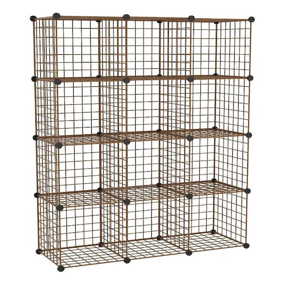 48.4 in. H x 36.6 in. W x 12.4 in. D  Pink Metal 12- Cube Organizer