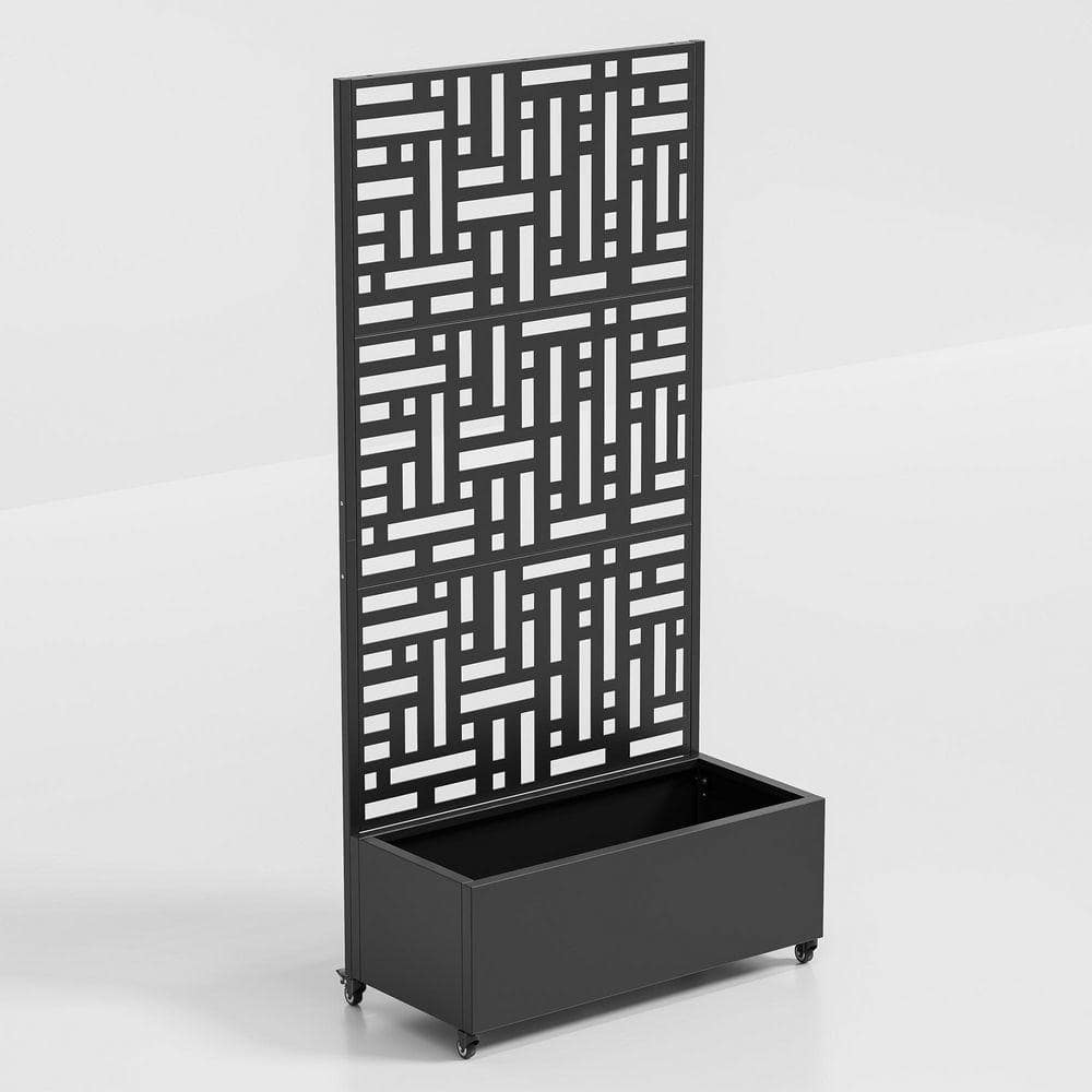 PexFix 72 in. H x 35 in. W Black Metal Rectangle Wall Planter Box