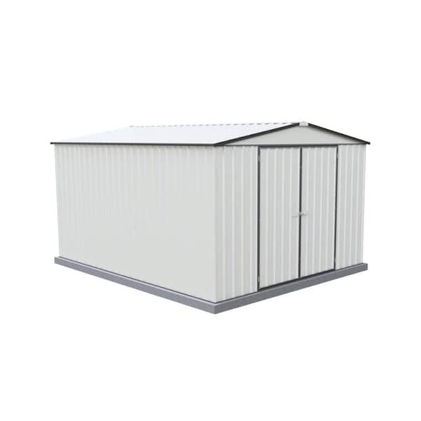 ABSCO Regent 10 ft. W x 12 ft. D Metal Garden Storage Shed in Surfmist with SNAPTiTE Assembly System (118 sq. ft. )