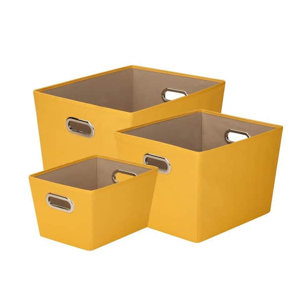 Honey-Can-Do 16.8 Qt., 38.3 Qt. and 58.9 Qt. Storage Bin in Yellow (3-Pack)