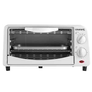 4-Slice Countertop Toaster Oven, Functions to Toast, Bake, and Broil - White