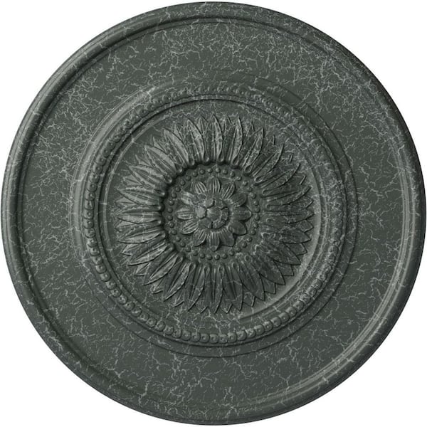 Ekena Millwork 2-1/2" x 41-1/8" x 41-1/8" Polyurethane Large Floral Ceiling Medallion, Athenian Green Crackle