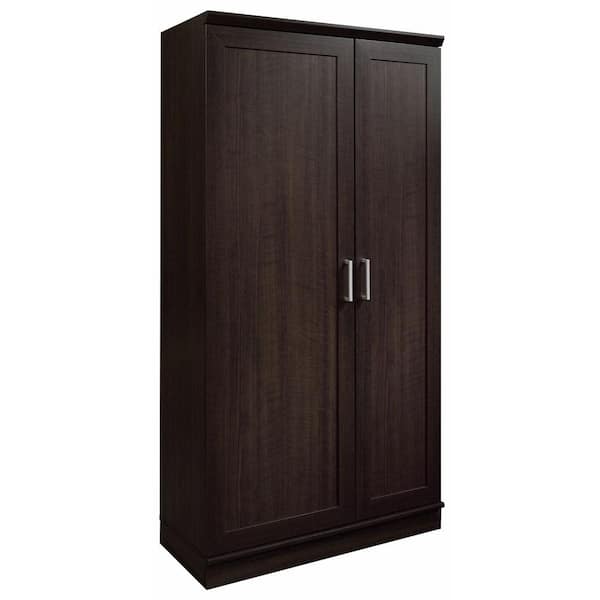 SAUDER Home Visions Laminate Storage Cabinet with Swing-Out Storage Door in Espresso