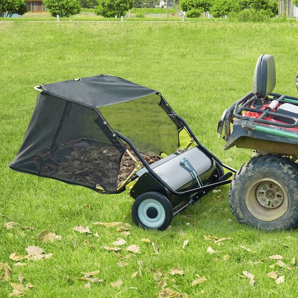 50 in. 26 cu. ft. High-Speed Tow Behind Lawn Sweeper, Lawn and Leaf Cleanup Collector, Adjustable Height