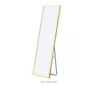 15.7 in. W x 59 in. H Rectangular Aluminum Framed Floor Wall Bathroom Vanity Mirror in Golden