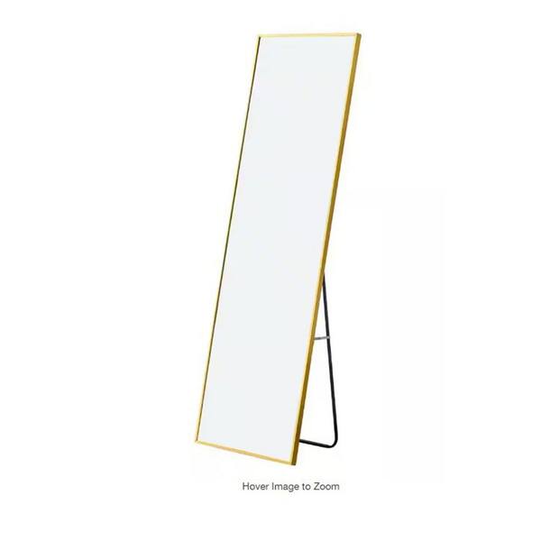 Unbranded 15.7 in. W x 59 in. H Rectangular Aluminum Framed Floor Wall Bathroom Vanity Mirror in Golden