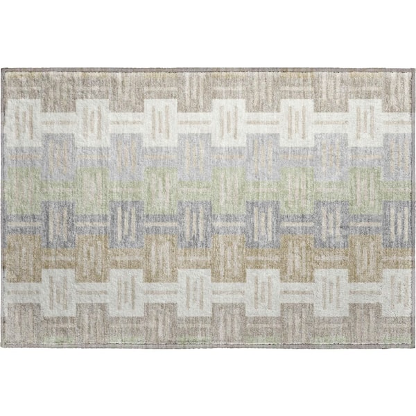 Mayfield Premium Machine Washable Abstract AMF2556 Ivory 2 ft. x 3 ft. Accent Rug