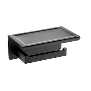 Screw Free Installation Wall Mount Toilet Paper Holder with Shelf in Matte Black