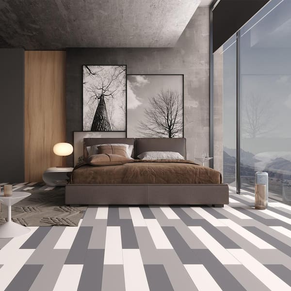 Take Home Sample - MonoCore Truffle Interlocking Luxury Vinyl Flooring - 5.2 in. W x 12 in. L