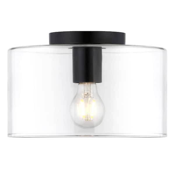 Meyer&Cross Henri 10 in. Matte Black Flush Mount with Glass Shade