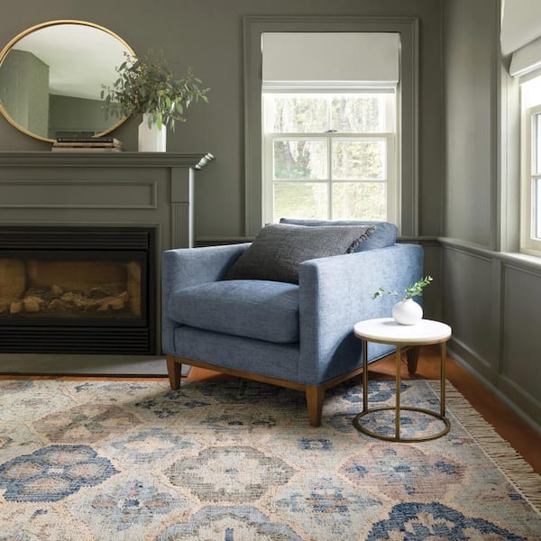 3 ft. x 8 ft. Blue Pali Handwoven Jute Indoor Runner Rug