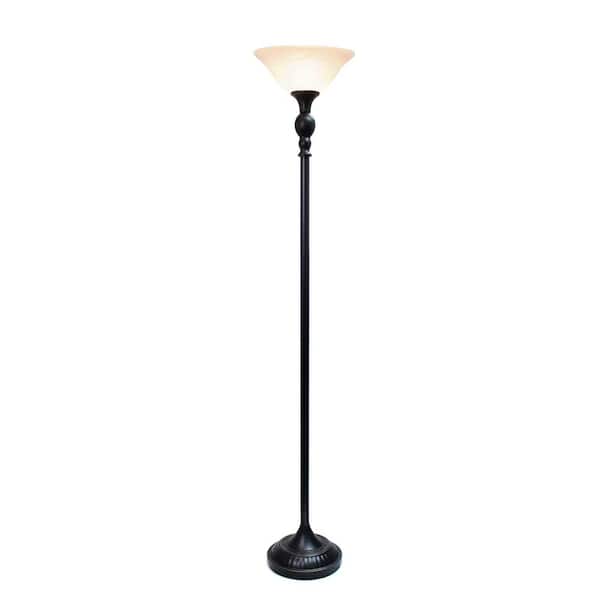 Elegant Designs 1 Light 71 in. Restoration Bronze Torchiere Floor Lamp with White Marbleized Glass Shade LF2001 RBW The Home Depot