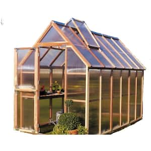 72 in. W x 144 in. D x 100 in. H Redwood Frame Polycarbonate Greenhouse