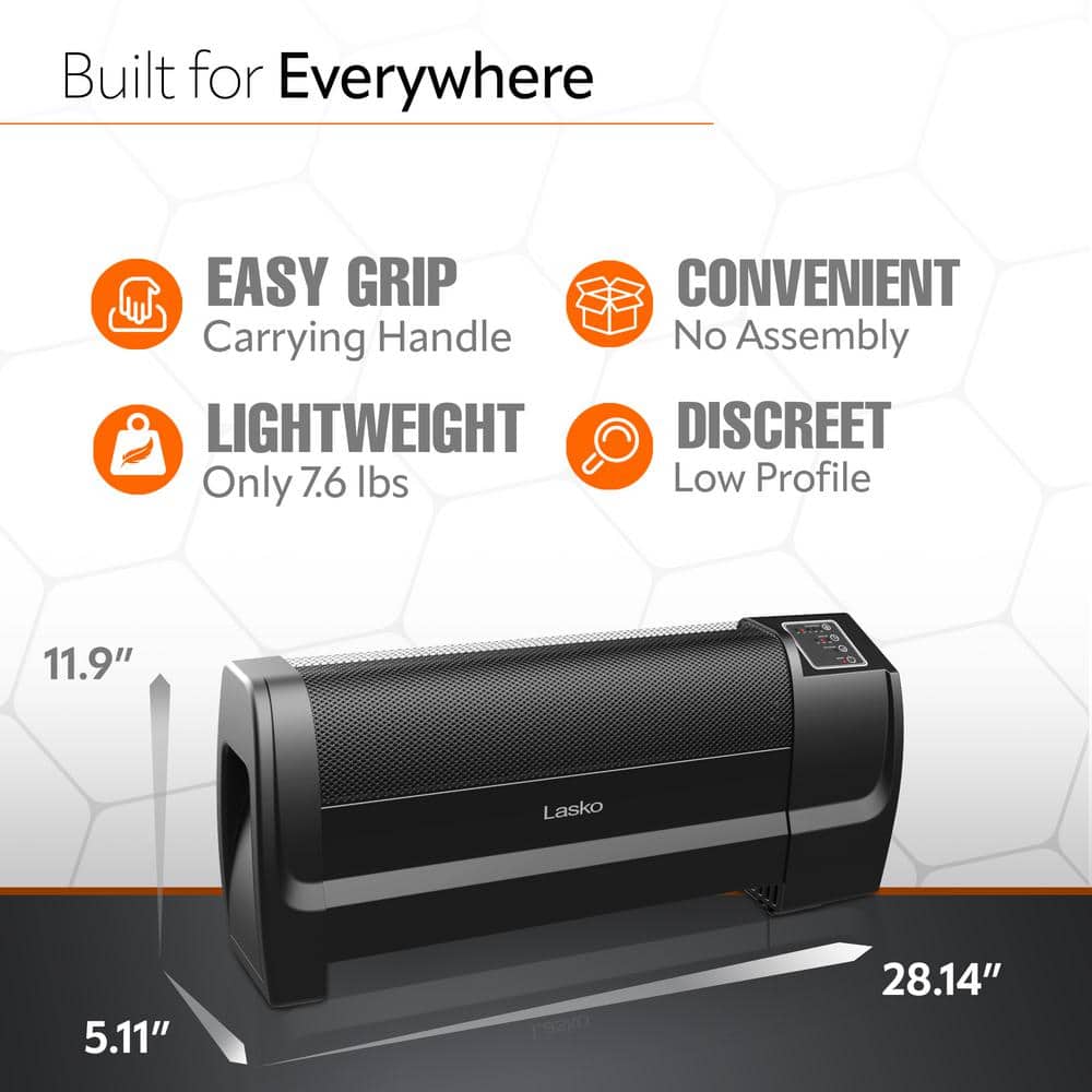 Lasko Black Ceramic Low Profile Electric Space Heater