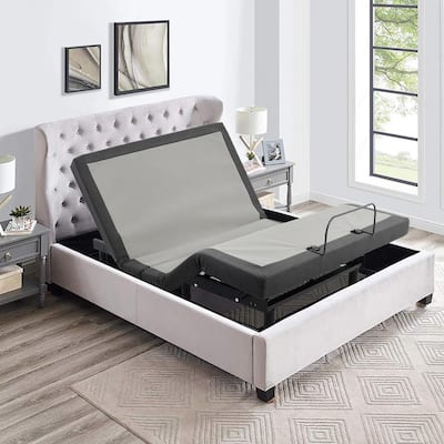 Classic Adjustable Gray Twin XL Bed Base with Wireless Remote Control