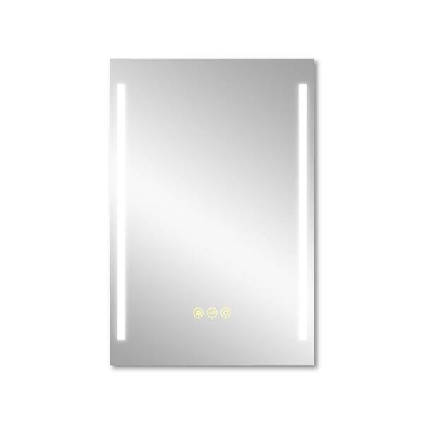 Satico 20 in. W x 30 in. H Rectangular Frameless Anti-Fog Wall Mounted LED Light Bathroom Vanity Mirror in Silver