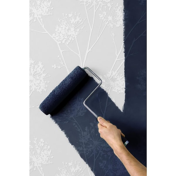 31.35 sq. ft. Off-White Dandelion Fields Vinyl Paintable Peel and Stick Wallpaper Roll