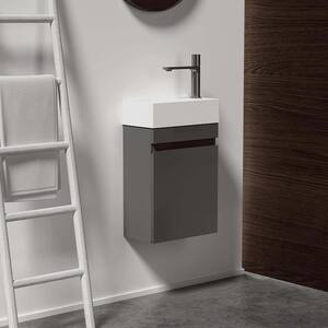 18.1 in. W x 10.2 in. D x 24.8 in. H Sink Floating Bath Vanity in Space Grey with 1-Piece White Solid Surface Top