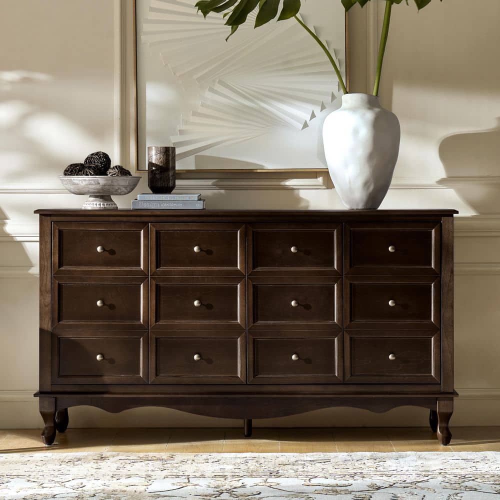 Clare Walnut 58" Wide 4 door Sideboard with Apron Design and Solid Wood Legs