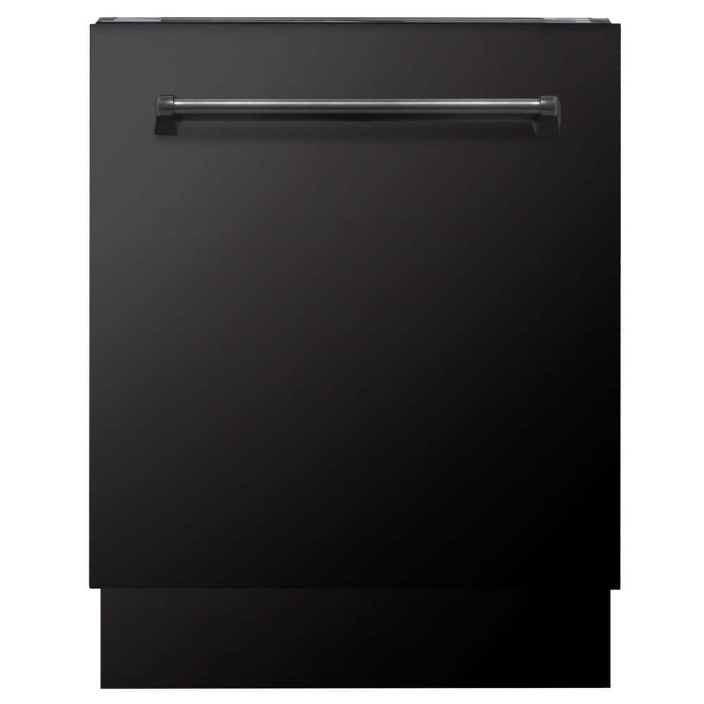 ZLINE Kitchen and Bath Tallac Series 24 in. Top Control 8-Cycle Tall Tub Dishwasher with 3rd Rack in Black Stainless Steel
