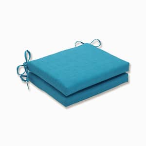 Solid 18.5 in. x 16 in. Outdoor Dining Chair Cushion in Blue (Set of 2)