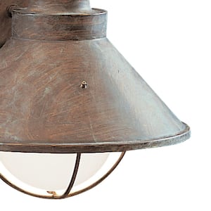 Seaside 1-Light Olde Brick Outdoor Hardwired Barn Sconce with No Bulbs Included (1-Pack)