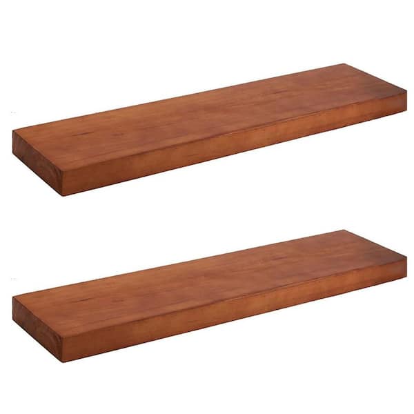 30 in. W x 6.5 in. D Oak Farmhouse Floating Shelves Decorative Wall Shelf (Set of 2)
