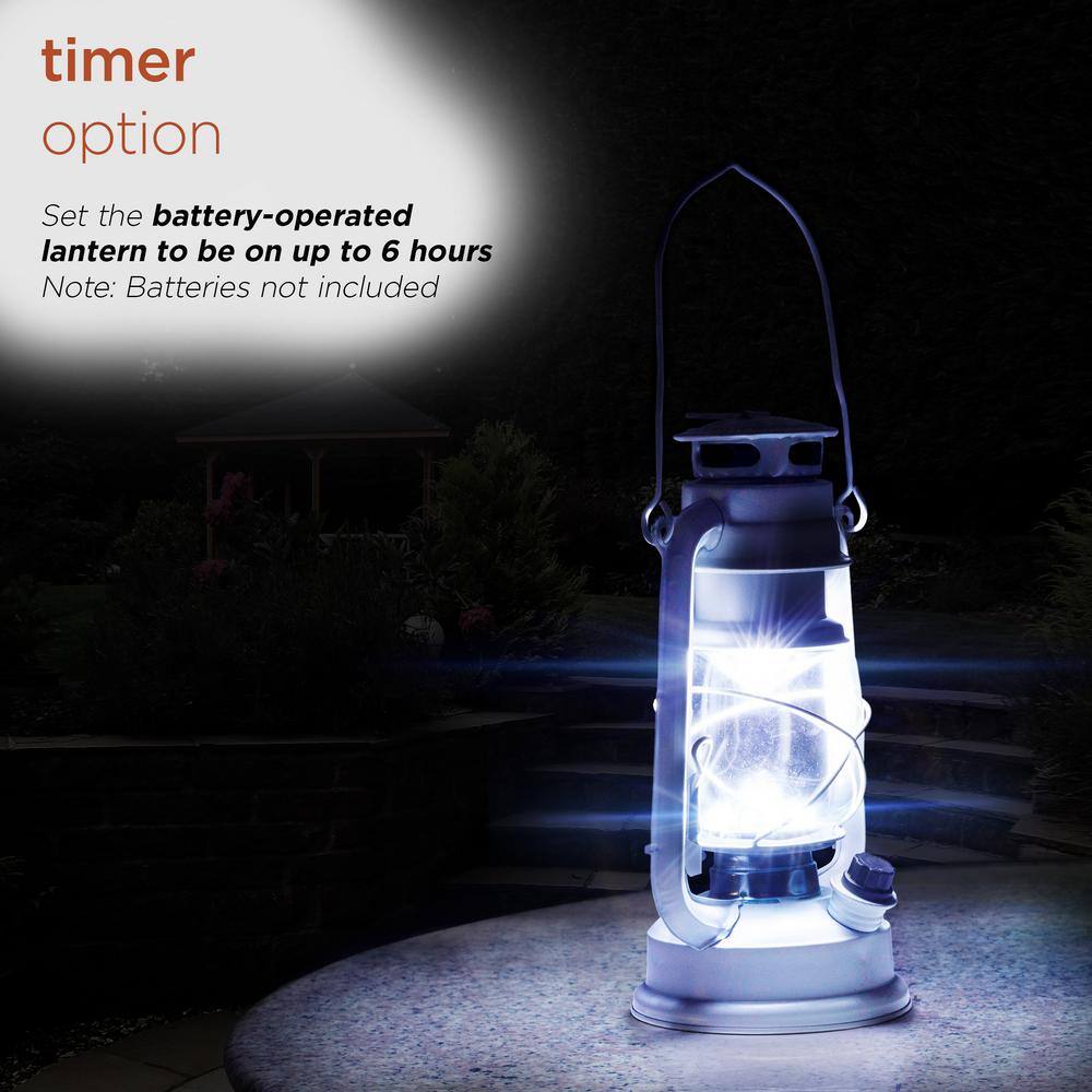 White 14'' Vintage Style LED Hurricane Lantern