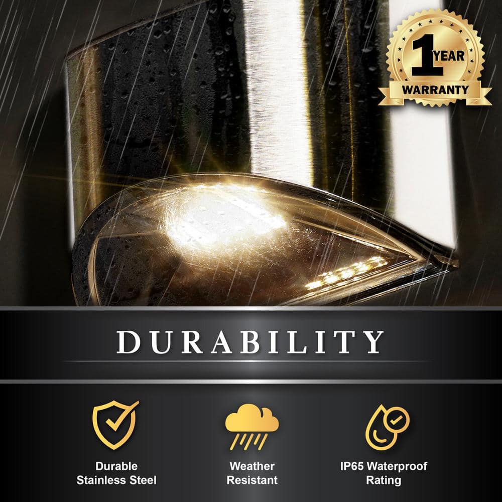 Stainless Steel Solar Powered LED Deck Light with Clear Glass