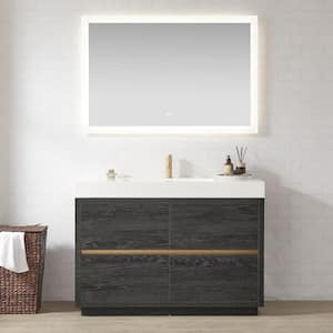 Huesca 48 in. W x 19.7 in. D x 33.9 in. H Single Sink Bath Vanity in North Black Oak with White Composite Stone Top