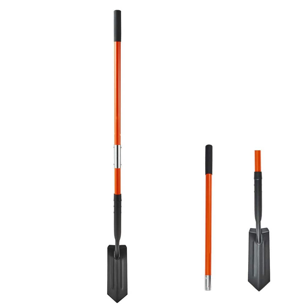 Heavy-Duty Trenching Shovel, 4in. Blade Narrow Spade with Fiberglass Handle & Non-Slip Grip, 56in. for Garden & Digging