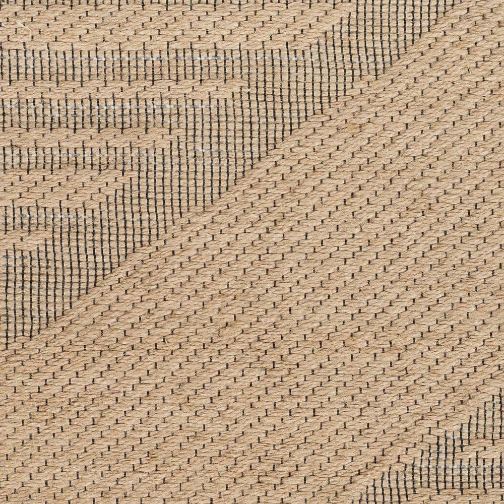 Natural Beige Geometric Flat Woven Wool and Synthetic Rug 8' x 10'