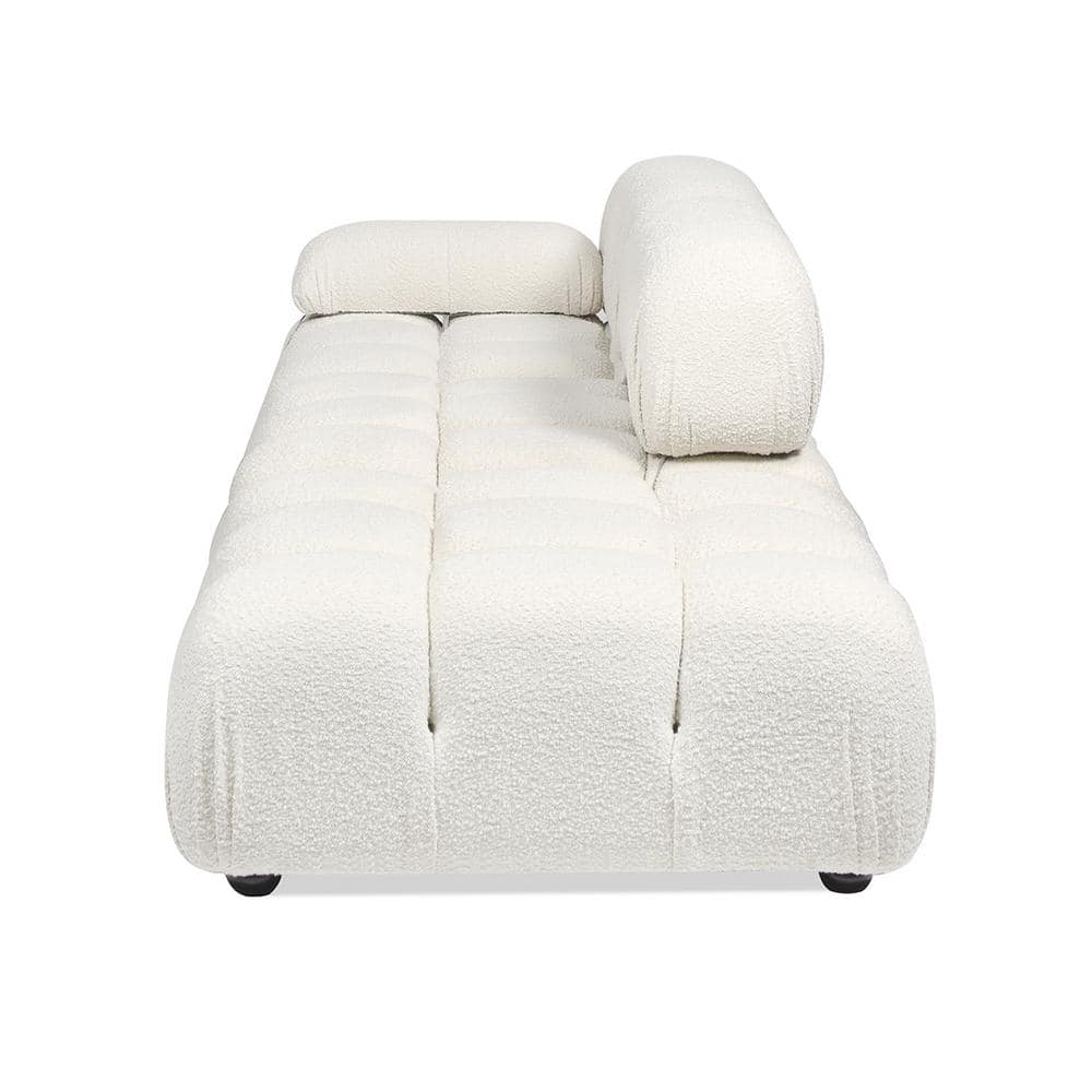 Marcel 109.5" Bubble Modular Modern Chaise Single Arm 3-Piece Sofa, Ivory White Boucle