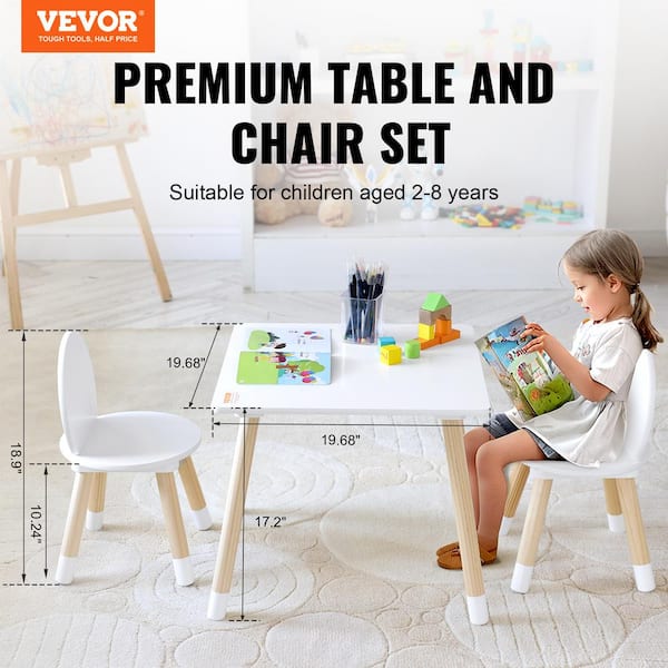 VEVOR Kids Table and 2-Piece Chair Set Top Toddler Table and Chair